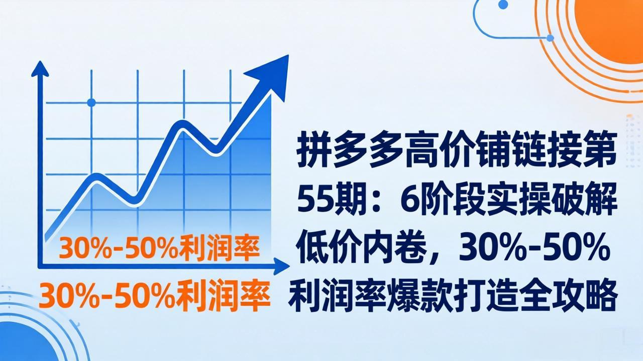 （17698期）拼多多高价铺链接第55期：6阶段实操破解低价内卷，30%-50%利润率爆款打造全攻略|无忧资源社