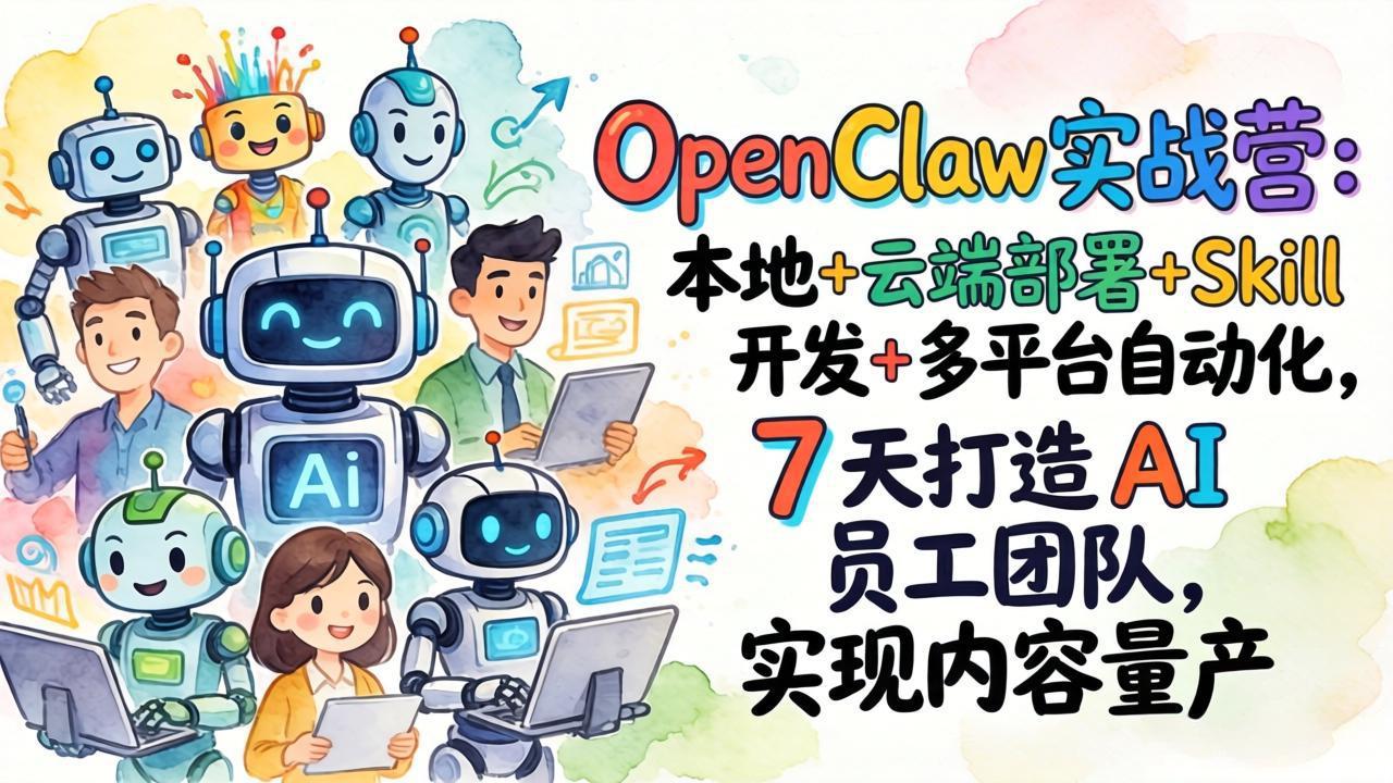 （17673期）OpenClaw实战营-更新：本地+云端部署+Skill开发+多平台自动化，7天打造AI员工团队+实现内容量产|无忧资源社