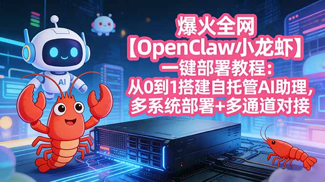 （17612期）爆火全网【OpenClaw 小龙虾】一键部署教程：从0到1搭建自托管AI助理，多系统部署+多通道对接|无忧资源社