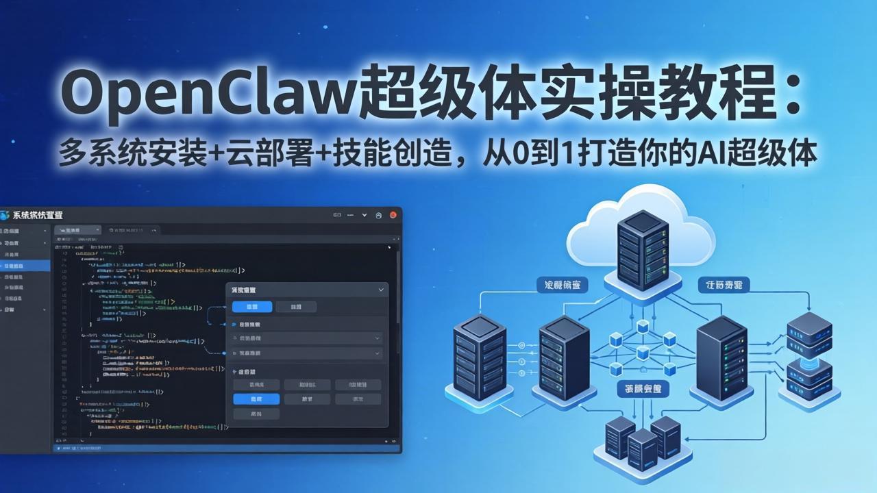 （17603期）OpenClaw-小龙虾 超级体实操教程：多系统安装+云部署+技能创造，从0到1打造你的AI超级体|无忧资源社