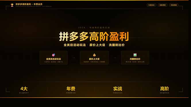 （17779期）拼多多高阶盈利年费会员：全类目活动玩法、原价上大促、洗图防比价等核心盈利技术(更新26年3月)|无忧资源社