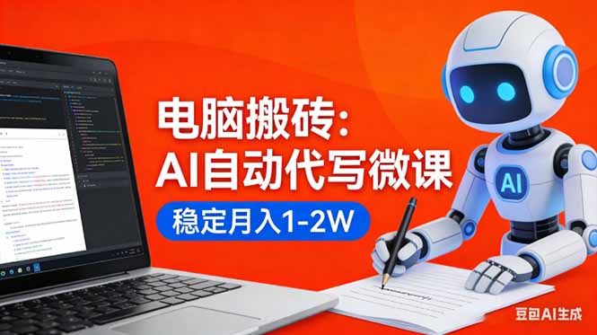 （17582期）电脑搬砖：AI自动代写微课，稳定月入1-2W，提供接单渠道，0门槛小白可做！|无忧资源社