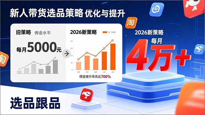 （17480期）新人带货别瞎选品！这套2026全新选品跟品策略，让我的佣金从0做到每月4万+|无忧资源社