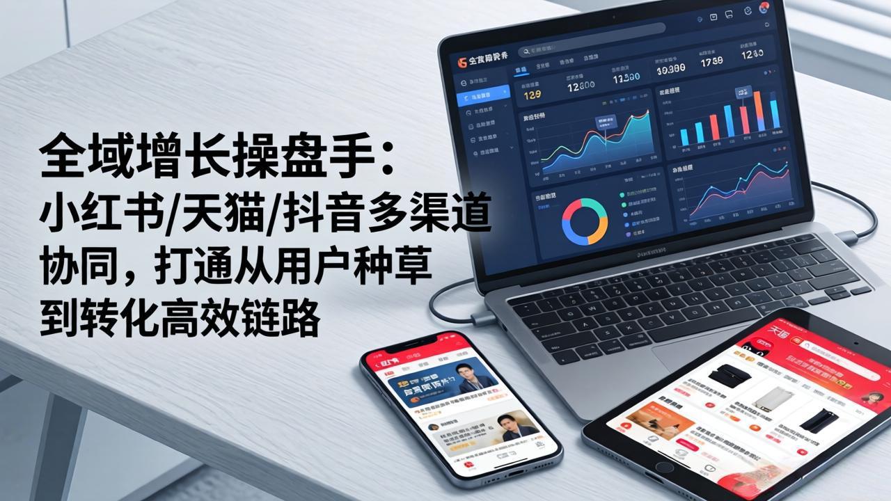 （17605期）全域增长操盘手：小红书/天猫/抖音多渠道协同，打通从用户种草到转化高效链路|无忧资源社