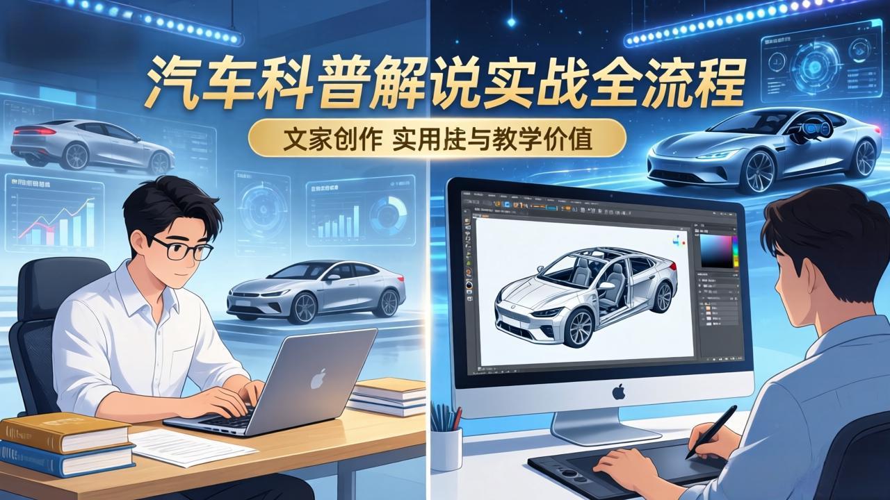 （17665期）抖音汽车科普解说实战：文案+动画+画面处理+去水印全流程，打造专业汽车科普视频|无忧资源社