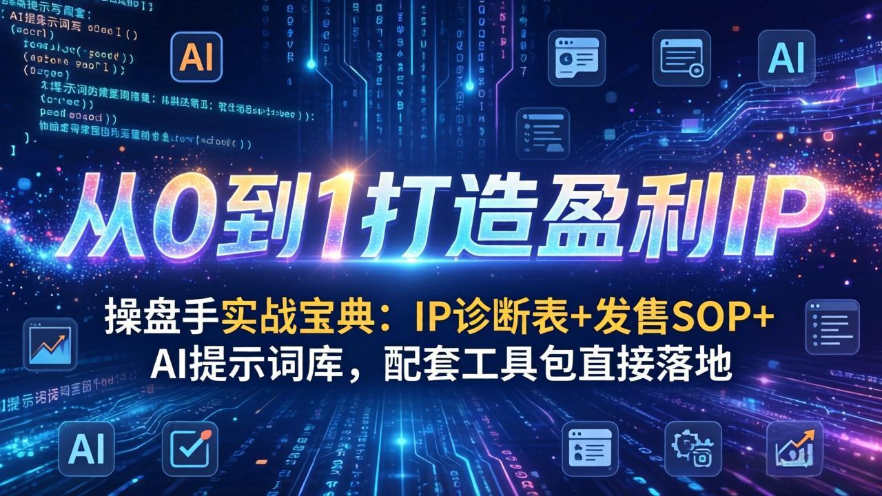 （17593期）操盘手实战宝典：IP诊断表+发售SOP+AI提示词库，配套工具包直接落地，从0到1打造盈利IP|无忧资源社