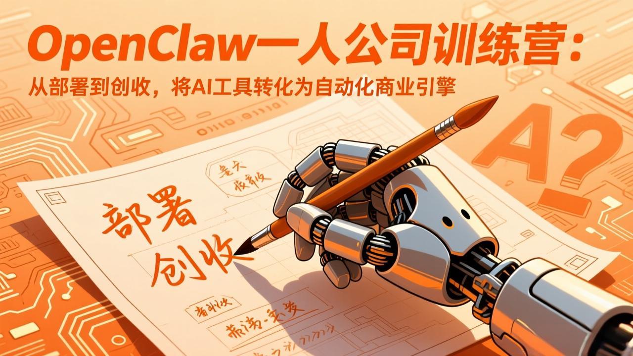 （17540期）OpenClaw一人公司训练营：从部署到创收，将AI工具转化为自动化商业引擎|无忧资源社