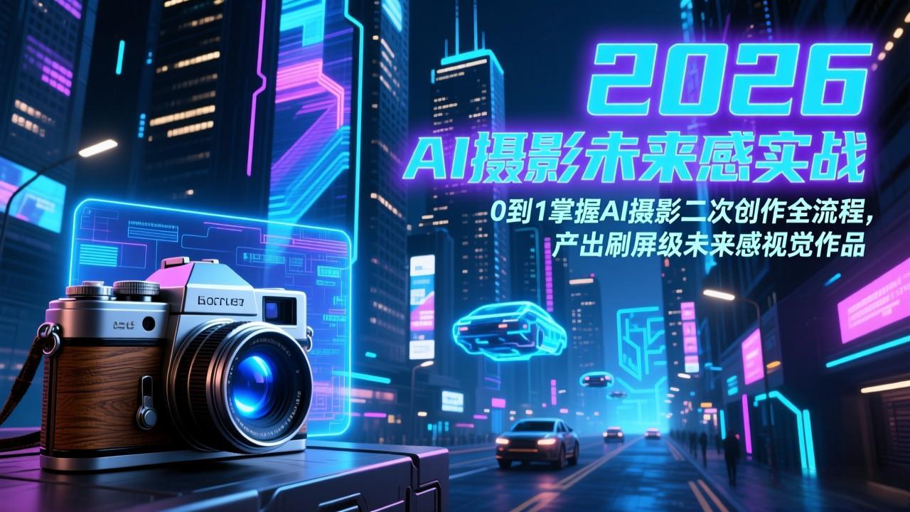 （17584期）2026 AI摄影未来感实战：0到1掌握AI摄影二次创作全流程，产出刷屏级未来感视觉作品|无忧资源社