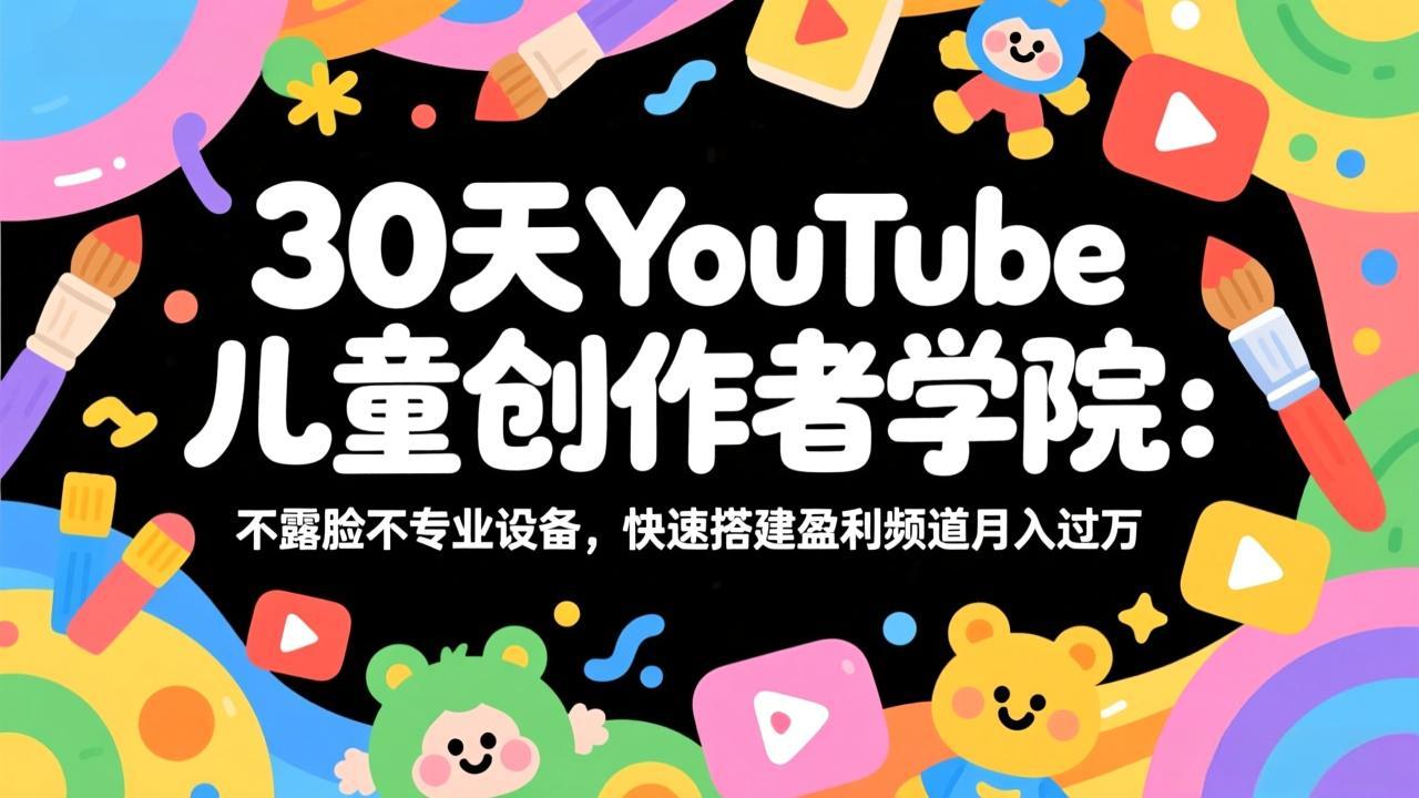 （17554期）30天YouTube儿童创作者学院：不露脸不专业设备，快速搭建盈利频道月入过万|无忧资源社