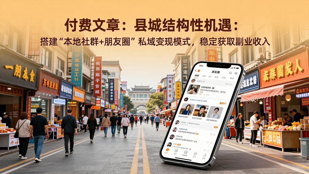 （17518期）付费文章：县城结构性机遇：搭建“本地社群+朋友圈”私域变现模式，稳定获取副业收入|无忧资源社