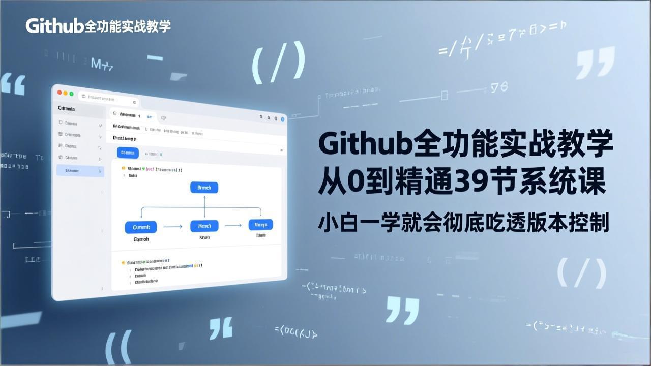 （17501期）GitHub-全功能实战教学，从0到精通39节系统课，小白一学就会彻底吃透版本控制|无忧资源社