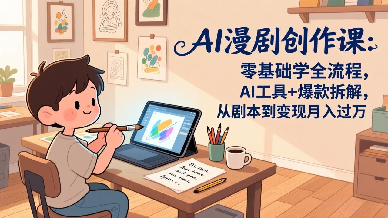 （17519期）AI漫剧创作课：零基础学全流程，AI工具+爆款拆解，从剧本到变现月入过万|无忧资源社