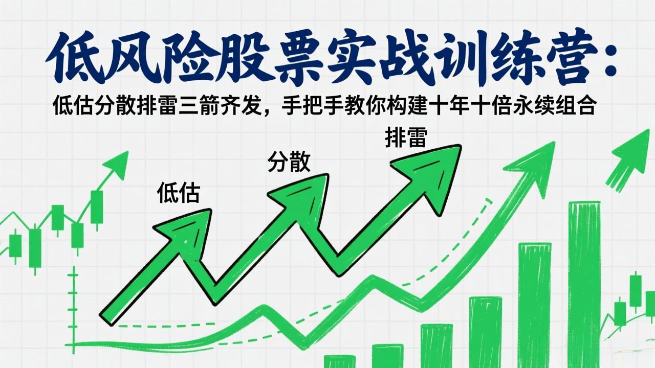 （17487期）低风险股票实战训练营：低估分散排雷三箭齐发，手把手教你构建十年十倍永续组合|无忧资源社