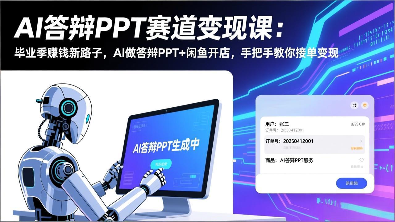 （17546期）AI答辩PPT赛道变现课：毕业季赚钱新路子，AI做答辩PPT+闲鱼开店，手把手教你接单变现|无忧资源社