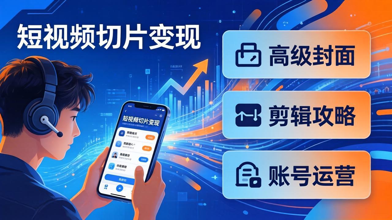 （17758期）短视频切片变现速成班2.0：高级封面+剪辑攻略+账号运营，0基础小白快速入局副业|无忧资源社