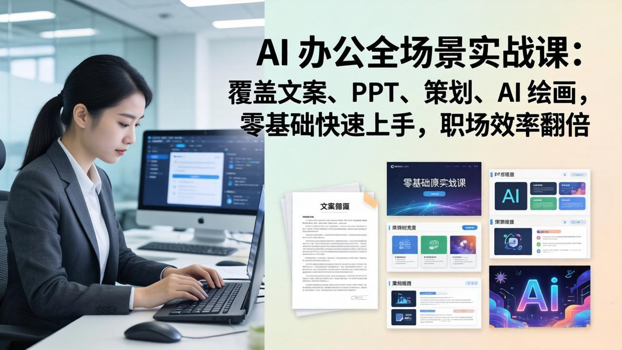 （17732期） AI 办公全场景实战课：覆盖文案、PPT、策划、AI 绘画，零基础快速上手，职场效率翻倍|无忧资源社