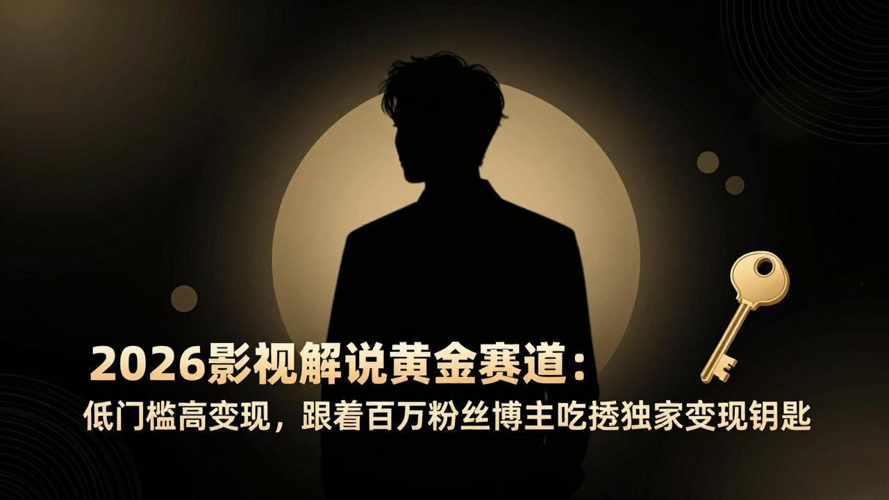 （17721期）2026影视解说黄金赛道：低门槛高变现，跟着百万粉丝博主吃透独家变现钥匙|无忧资源社