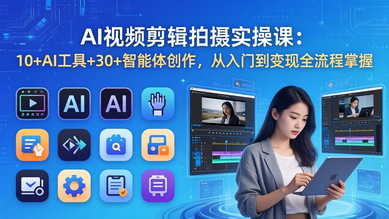 （17818期）AI 视频剪辑拍摄实操课：10+AI工具+30+智能体创作，从入门到变现全流程掌握|无忧资源社