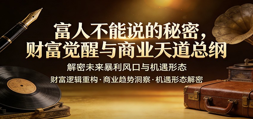 富人不能说的秘密，财富觉醒与商业天道总纲，解密未来暴利风口与机遇形态|无忧资源社