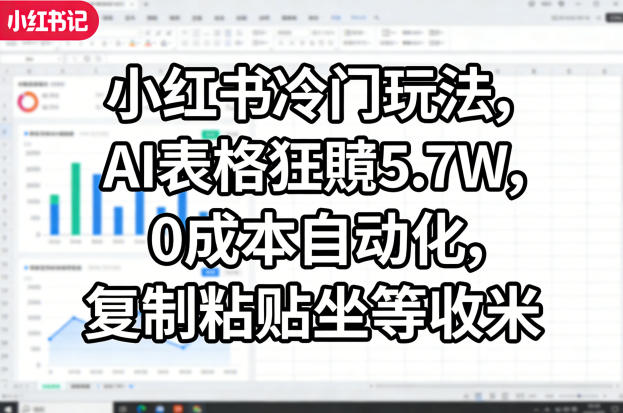 小红书冷门玩法,AI表格狂賺5.7W,0成本自动化,复制粘贴坐等收米|无忧资源社
