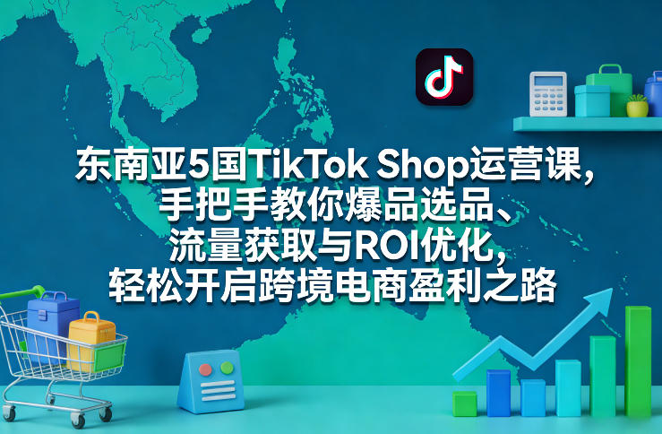 东南亚5国TikTok Shop运营课，手把手教你爆品选品、流量获取与ROI优化，轻松开启跨境电商盈利之路|无忧资源社