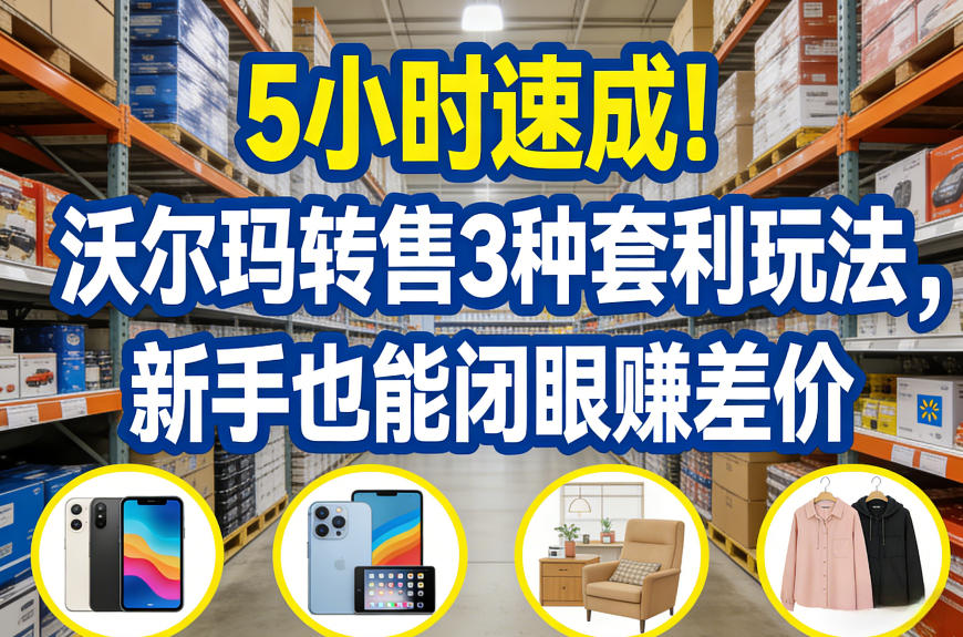 5小时速成！沃尔玛转售3种套利玩法，新手也能闭眼賺差价|无忧资源社