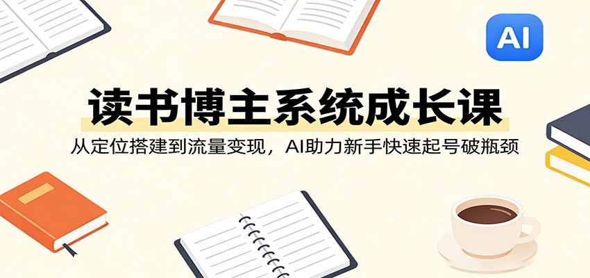读书博主系统成长课：从定位搭建到流量变现，AI助力新手快速起号破瓶颈|无忧资源社