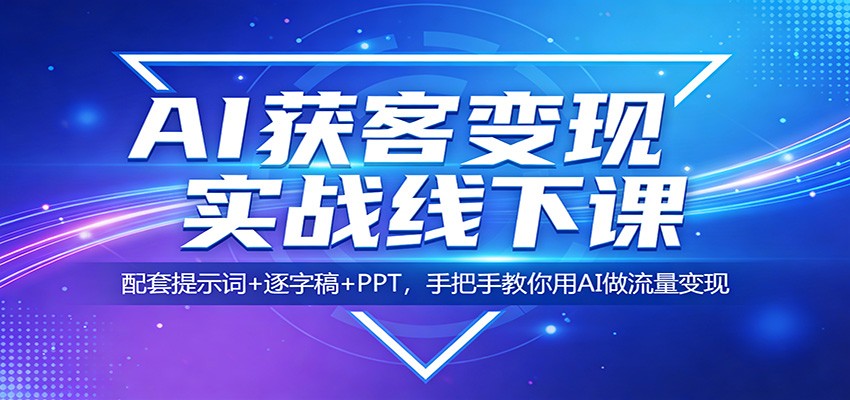 AI获客变现实战线下课：配套提示词+逐字稿+PPT，手把手教你用AI做流量变现|无忧资源社