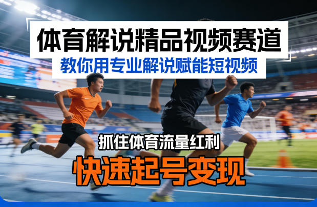 体育解说精品视频赛道,教你用专业解说赋能短视频,抓住体育流量红利,快速起号变现|无忧资源社