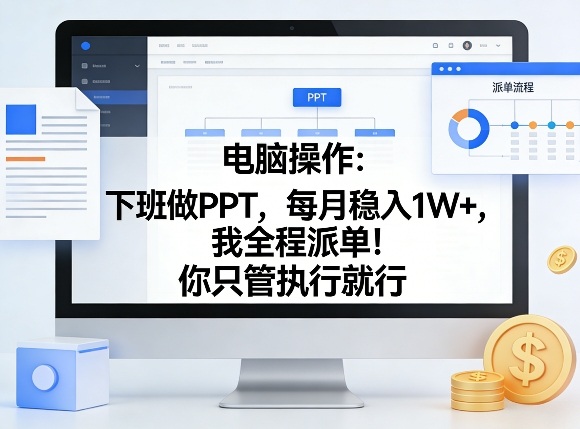电脑操作：下班做PPT，每月稳入1W+，我全程派单！你只管执行就行【揭秘】|无忧资源社