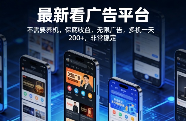 最新看广告平台，不需要养机，保底收益，无限广告，多机一天200+，非常稳定【揭秘】|无忧资源社
