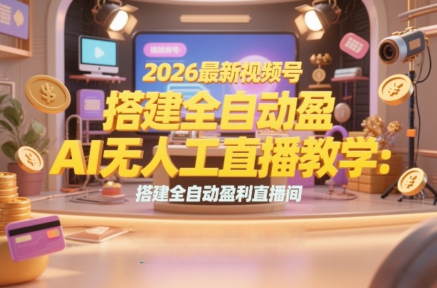2026最新视频号AI无人直播教学：搭建全自动盈利直播间，低成本开启副业变现|无忧资源社