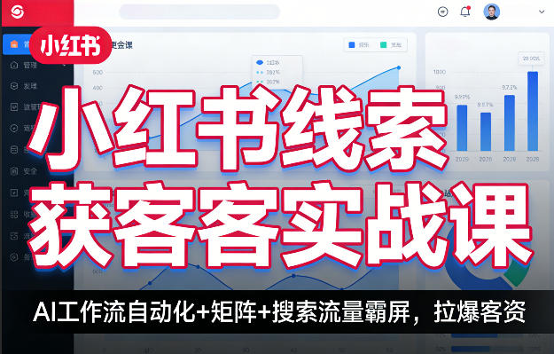 小红书线索获客实战课，AI工作流自动化+矩阵+搜索流量霸屏，拉爆客资|无忧资源社
