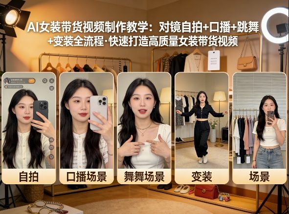 AI女装带货视频制作教学，对镜自拍、口播、跳舞、变装全流程，快速打造高质量女装带货视频|无忧资源社