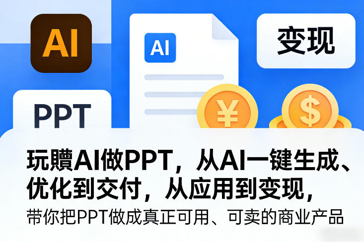 玩賺AI做PPT，从AI一键生成、优化到交付，从应用到变现，带你把PPT做成真正可用、可卖的商业产品|无忧资源社