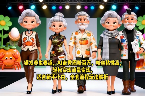 银发养生赛道，AI走秀圈粉百万，粉丝粘性高，轻松实现流量变现，适合新手小白，全套流程玩法解析|无忧资源社