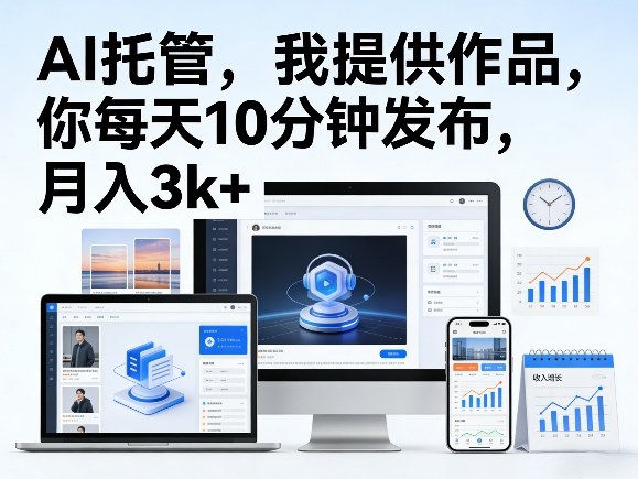 公众号AI托管，我提供作品，你每天10分钟发布，月入3k+【揭秘】|无忧资源社