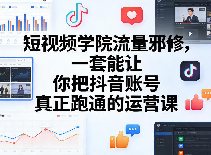 短视频学院流量邪修，一套能让你把抖音账号真正跑通的运营课|无忧资源社