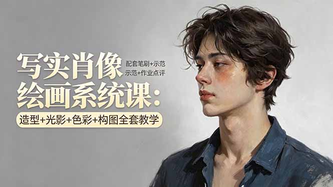 （17967期）写实肖像绘画系统课：造型+光影+色彩+构图全套教学，配套笔刷+示范+作业点评|无忧资源社