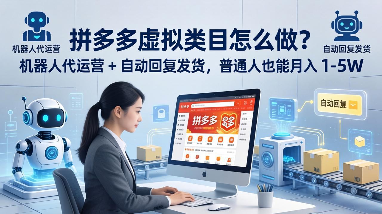 （18111期）拼多多虚拟类目怎么做？机器人代运营 + 自动回复发货，普通人也能月入 1-5W|无忧资源社