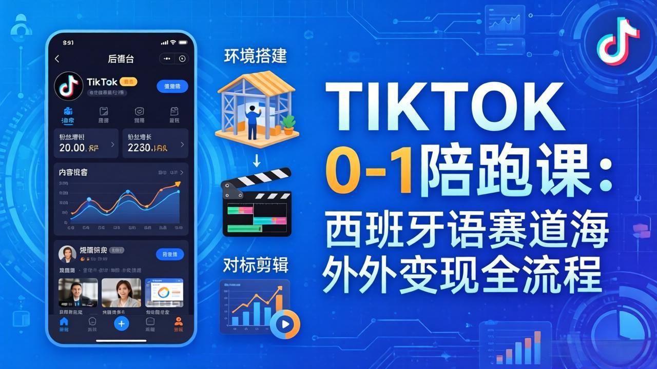 （17908期）TIKTOK 0-1 陪跑课：从环境搭建到刷对标剪辑，西班牙语赛道海外变现全流程|无忧资源社