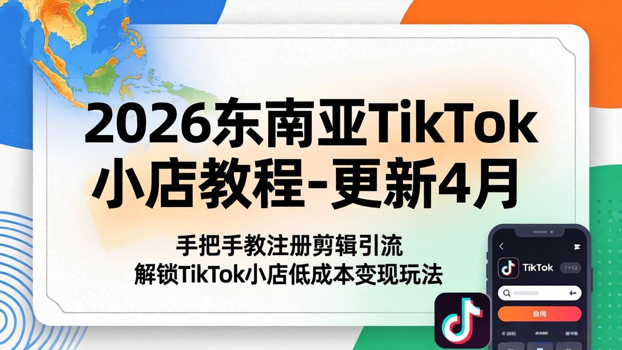 （18180期）2026东南亚TikTok小店教程-更新4月，手把手教注册剪辑引流，解锁TikTok小店低成本变现玩法|无忧资源社