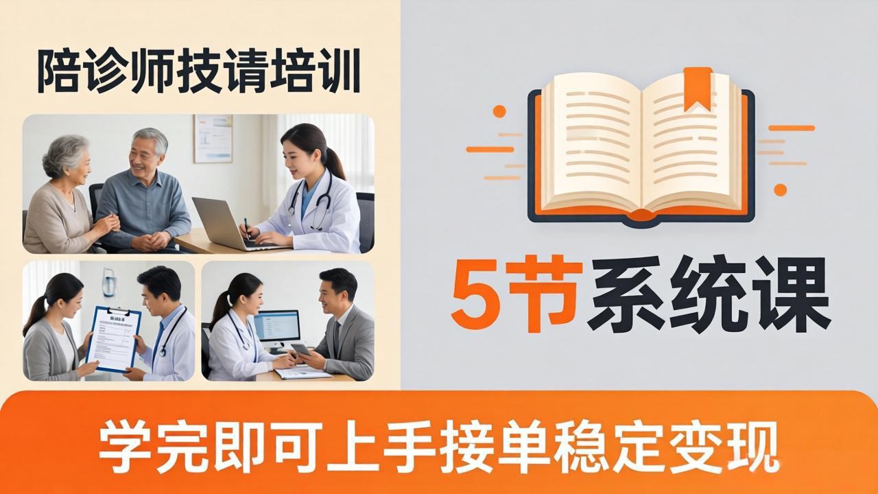 （18116期）想做陪诊师不知从何下手？5节系统课教你掌握核心技能，学完即可上手接单稳定变现|无忧资源社