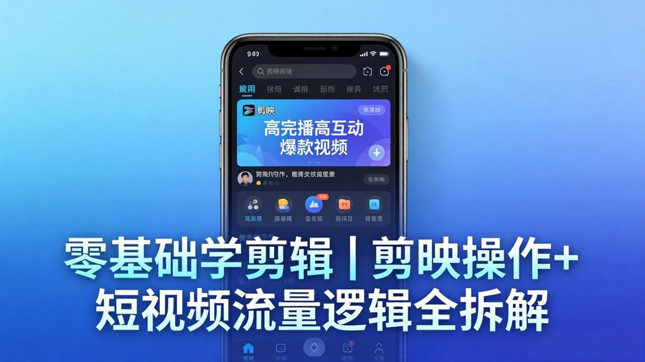 （18117期） 【零基础学剪辑】剪映操作+短视频流量逻辑全拆解｜手把手教你剪出高完播高互动爆款视频|无忧资源社