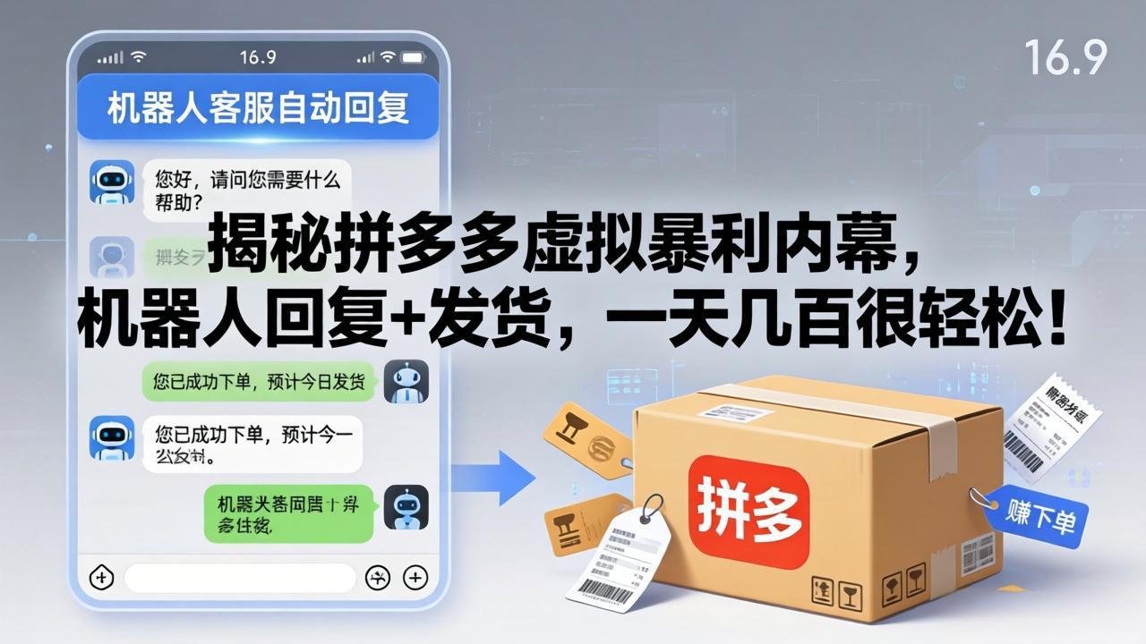 (17957期)揭秘拼多多虚拟暴利内幕,机器人回复+发货,一天几百很轻松!|无忧资源社