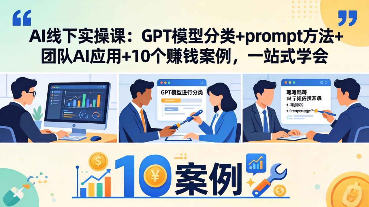 （18017期）AI线下实操课：GPT模型分类+prompt方法+团队AI应用+10个赚钱案例，一站式学会|无忧资源社