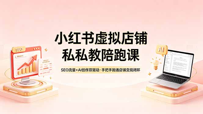 （18248期）小红书虚拟店铺私教陪跑课，SEO流量+AI创作双驱动，手把手跑通店铺变现闭环|无忧资源社