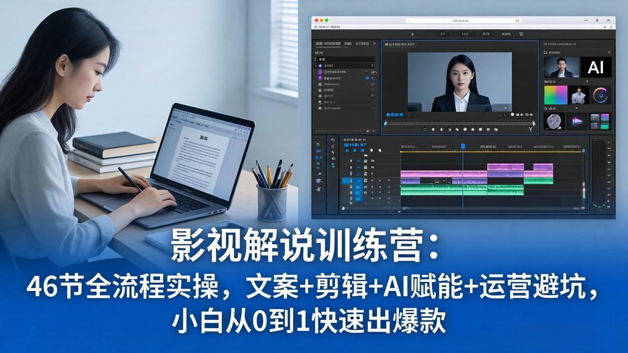 （18053期）影视解说特训营：46节全流程实操，文案+剪辑+AI赋能+运营避坑，小白从0到1快速出爆款|无忧资源社