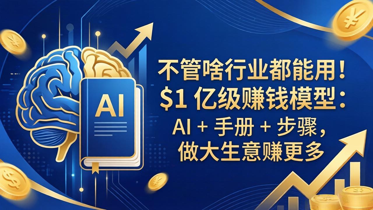 （18055期）不管啥行业都能用！$1 亿级赚钱模型：AI + 手册 + 步骤，做大生意赚更多|无忧资源社