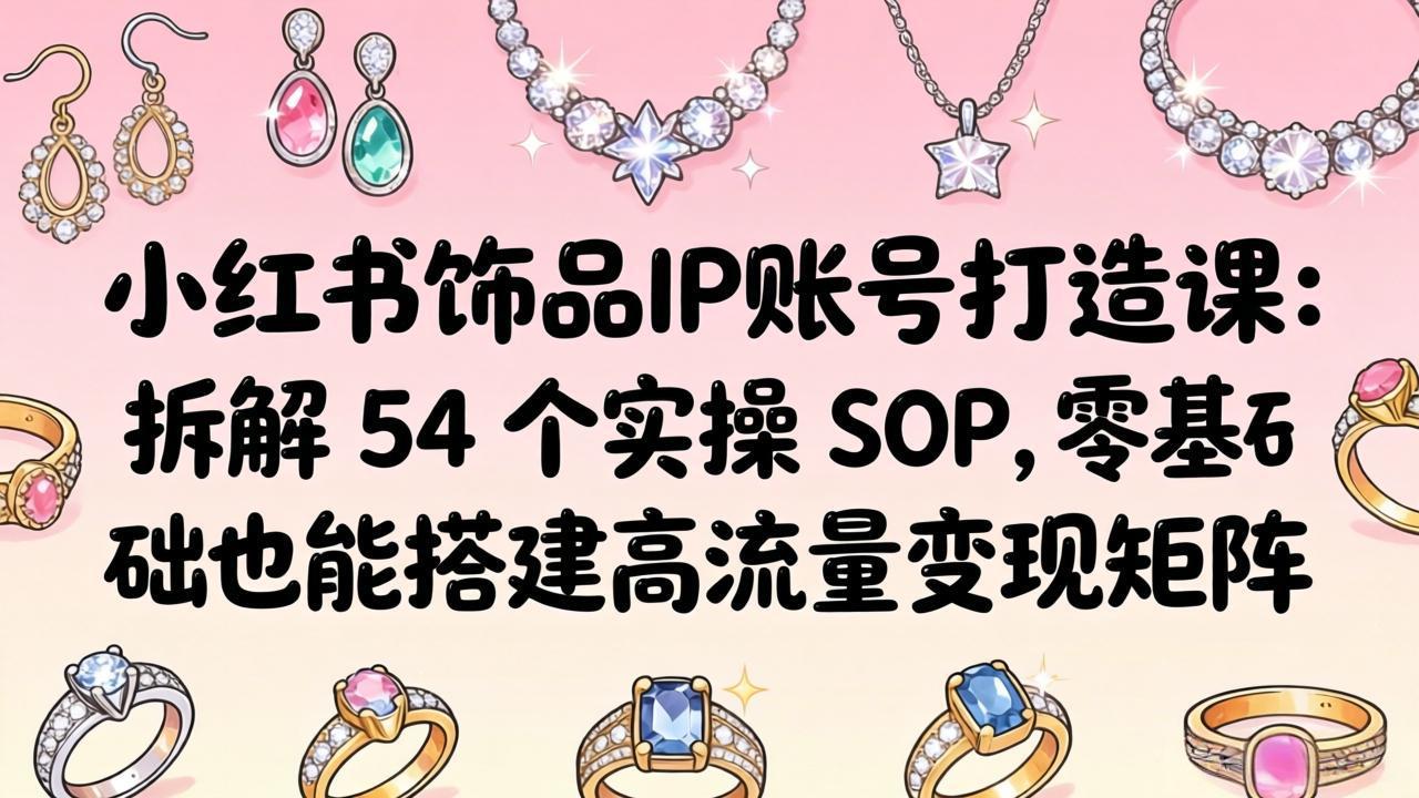 （18101期）小红书饰品IP账号打造课：拆解 54 个实操 SOP，零基础也能搭建高流量变现矩阵|无忧资源社